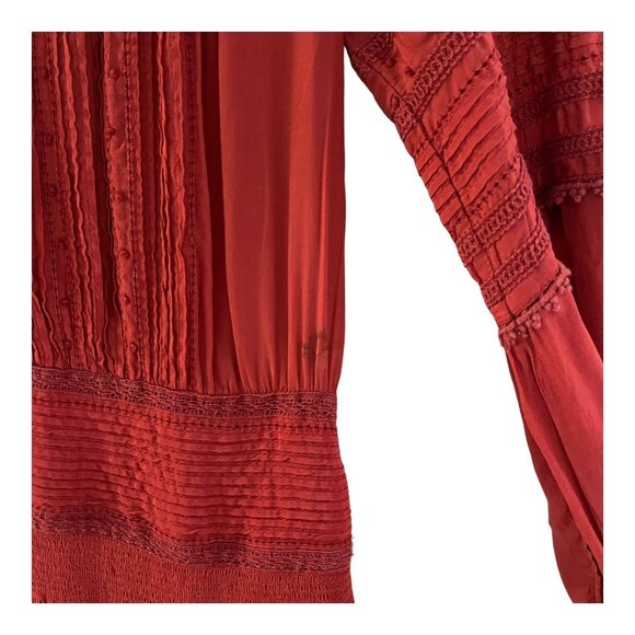 Sea New York Size 4 Red Azzedine Mini Dress Long Sleeve Boho Peasant Flaw - Picture 8 of 16